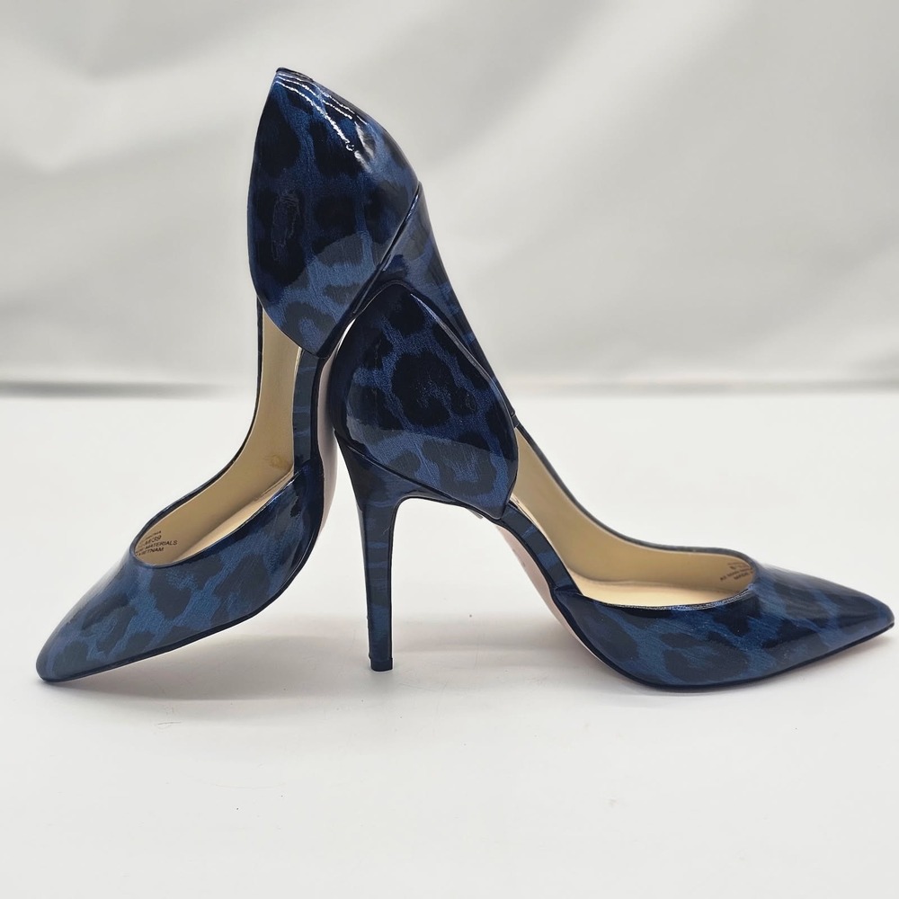 Jessica Simpson D'Orsay Sexy Pumps Women 8.5 Blue Leopard  Animal Print Heel